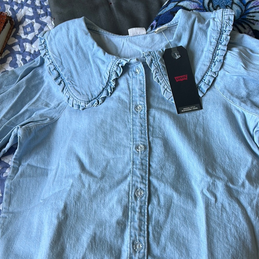 Denium blouse nice crop style thick